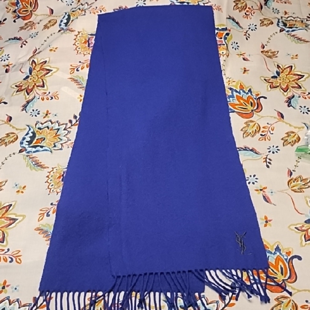YSL Blue Wool Scarf